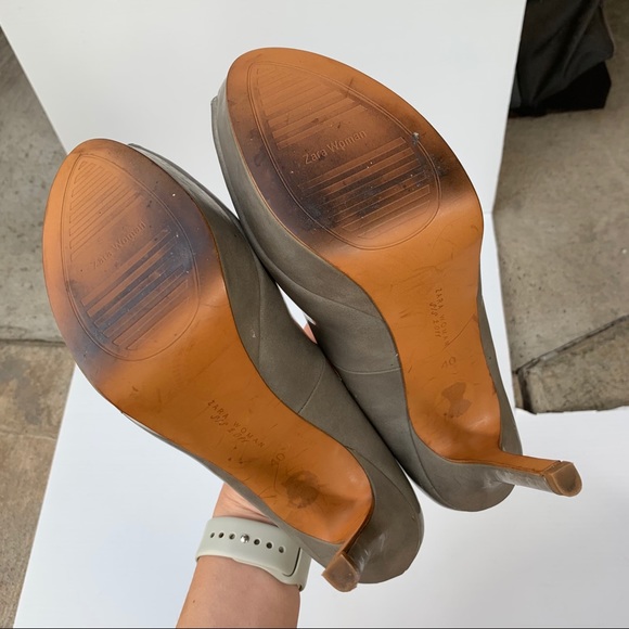 Zara Gray Peeptoe Heels - Picture 8 of 8